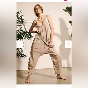 Free People Hot shot onesie - Taupe-Beige Relaxed Jumpsuit